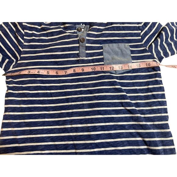 Boys blue and white striped long sleeve Henley shirt size XL 14/16 - Picture 5 of 5